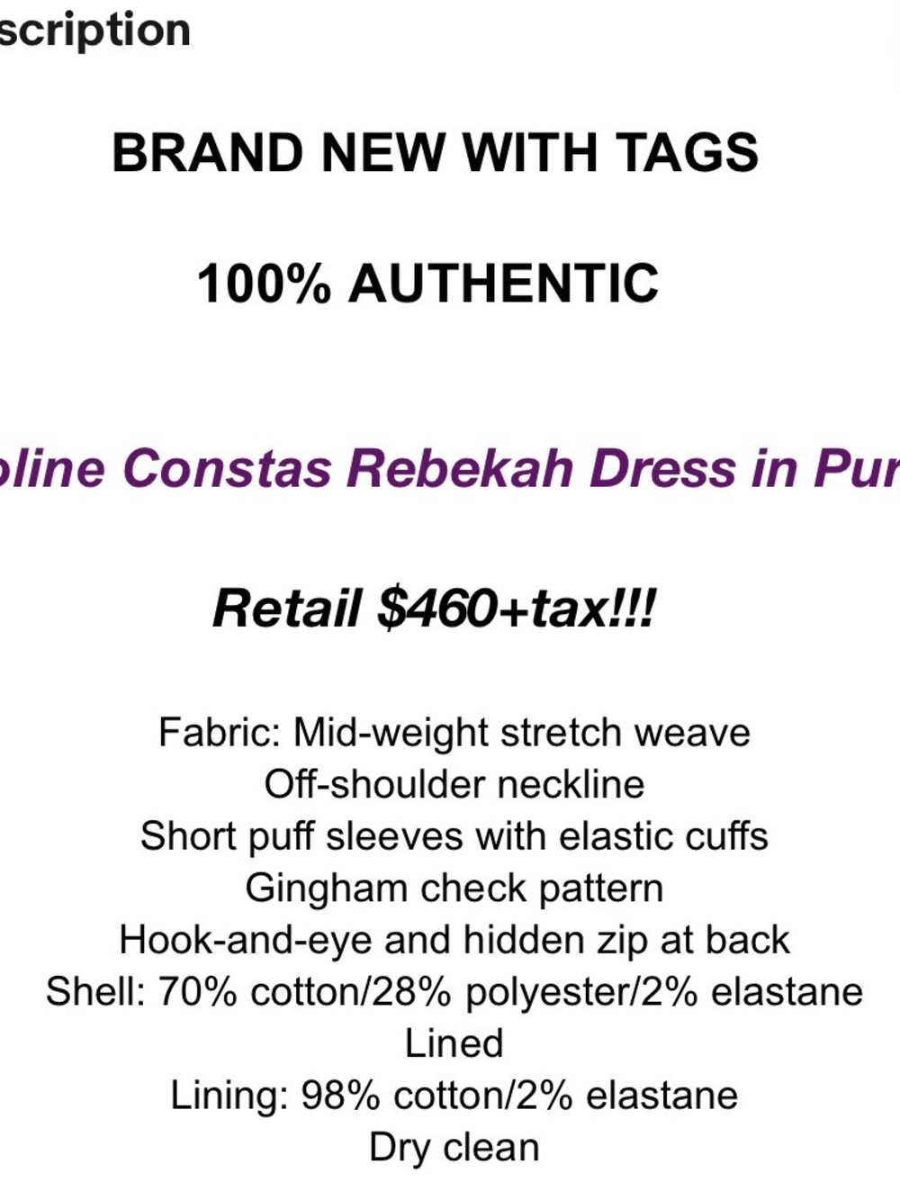 CAROLINE COSTAS GINGHAM MINI DRESS IN SIZE XS. WORN ONCE. - Picture 3 of 7